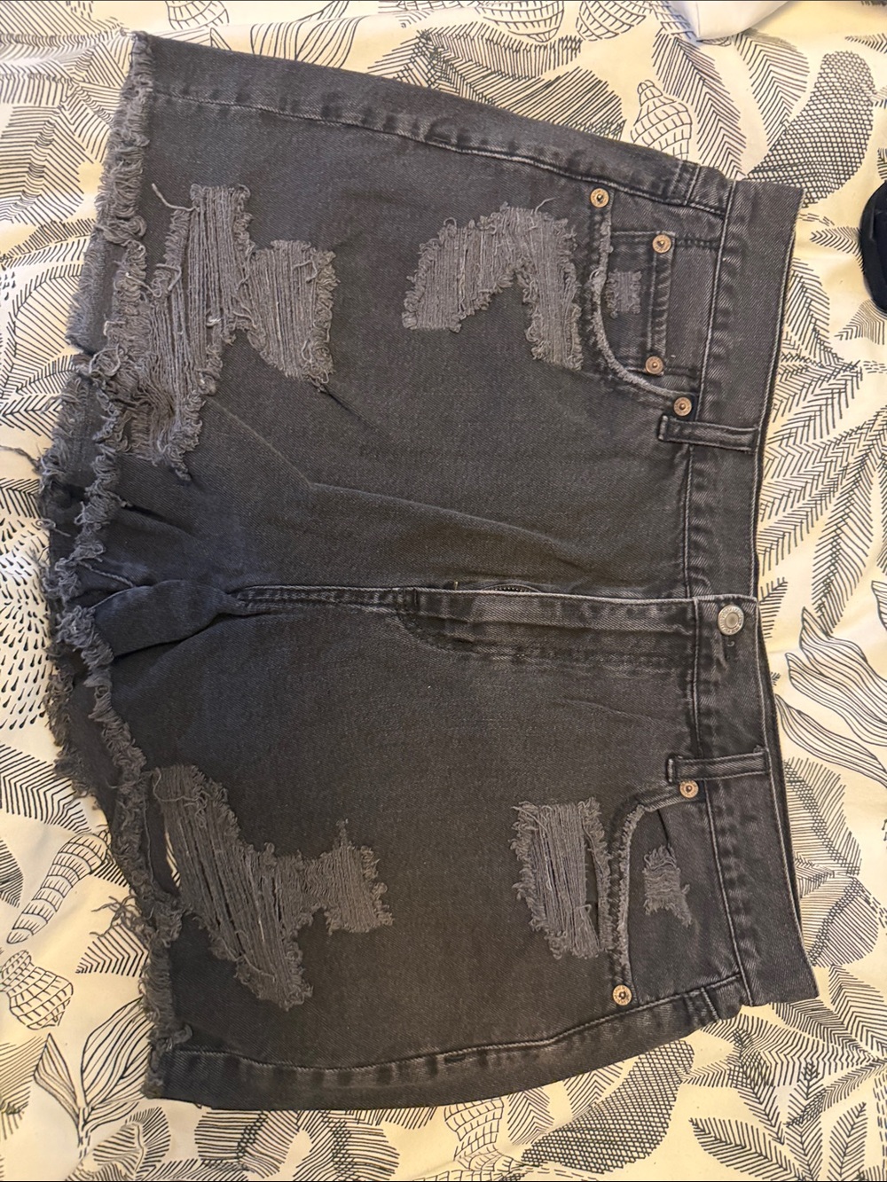 American Eagle Outfitters Distressed Black Jean Shorts